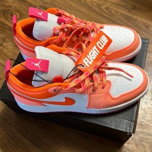 Kids Air Jordan low top. Crimson Pulse/ Total Orange